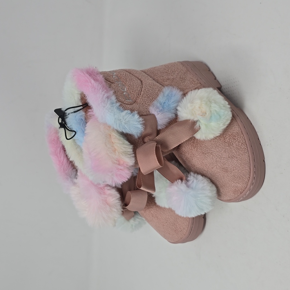 Bebe Girls Faux Fur Pom Pom Toddler Boots Size 7